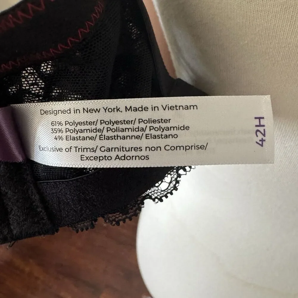 Adore Me Womens Bra Plus 42H Sexy Love Date Night Black Lace‎ Intimate Red